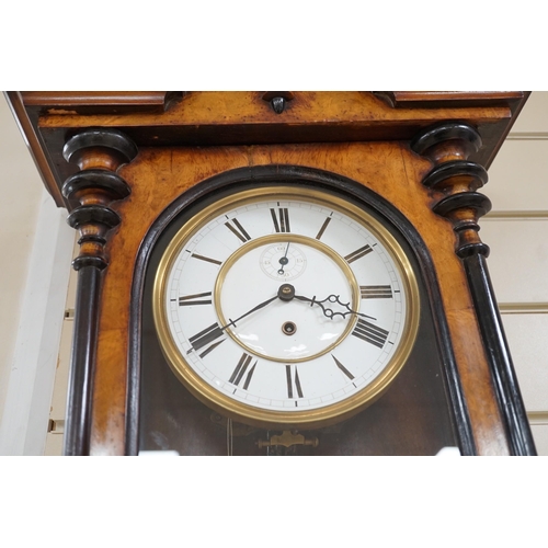 1449 - A walnut and ebony cased Vienna wall clock, 130cms high