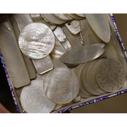 1496 - A collection of Chinese mother of pearl gambling counters (approx. 70)