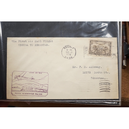 1506 - Postal covers in an album, plus loose with Gernsey 1825 scroll postmark, pre stamp 1930s airmail co... 