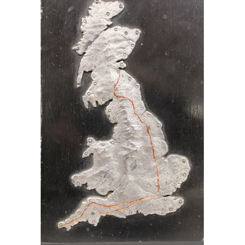 1521 - Motor Cycling memorabilia- A silver mounted map of UK showing winning route for Motor Cycling Club t... 