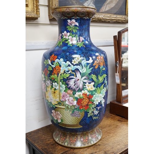 1530 - A large pair of Chinese cloisonné enamel baluster vases, 66cm