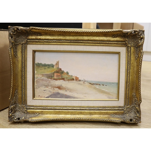 1669 - Maurice Lewis (1860-1940), oil on canvas, Coastal scene, signed, 17 x 31cm