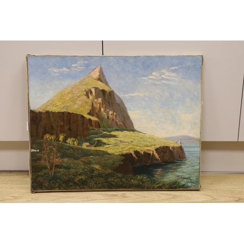 1694 - Paul Smyth (1888-1963), oil on canvas, Coastal headland, signed, 48 x 60cm, unframed