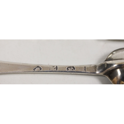 1802 - A set of seven George I silver Hanovarian rat tail pattern table spoons, Henry Clarke I, London, 172... 