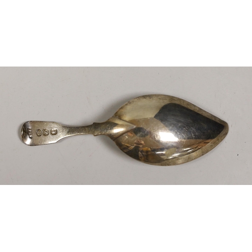 1838 - A George III silver leaf shaped caddy spoon, Thomas Freeth?, London, 1808, 10.2cm.