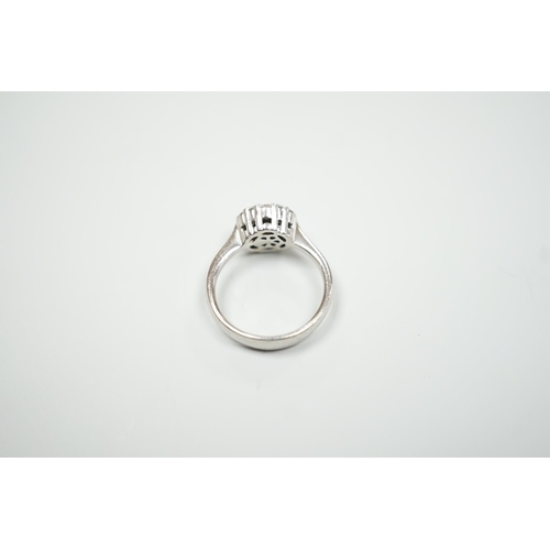 1899 - A modern Alito platinum and hexagonal cluster ring, size O, gross weight 8.4 grams.