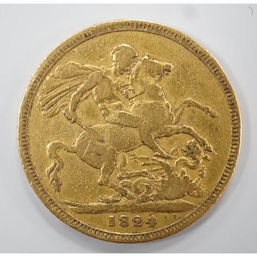 1920 - A George IV 1824 gold sovereign, VG or better.