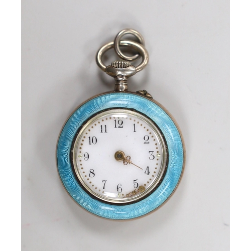 1941 - A German 800 white metal and enamel fob watch, with Arabic dial, case diameter 26mm.