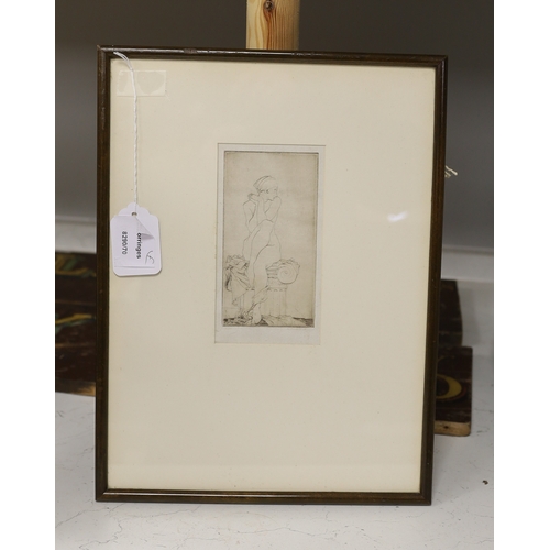 1668 - § § Sir William Russell Flint RA PRWS (1880-1969), drypoint etching, Nude seated upon an ionic capit... 