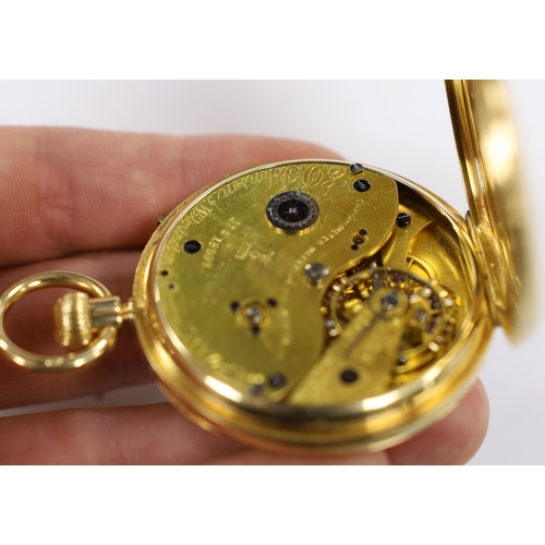 1946 - A late Victorian 18ct gold open face pocket watch, by E.G. Johnson, London, with Roman dial and subs... 