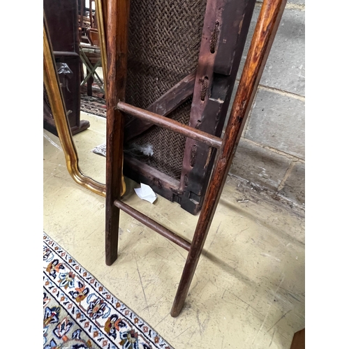 127 - A 19th century provincial pine library ladder, height 184cm