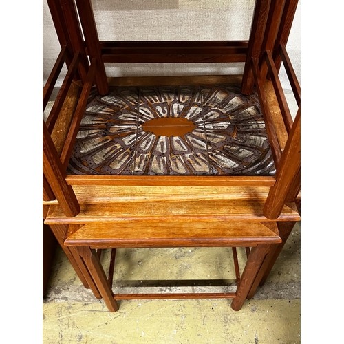 17 - Two mid century tiled top teak nests of tables by Toften Mobelfabrikken, Denmark, width 55cm, depth ... 