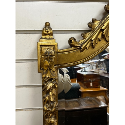 172 - A Victorian carved giltwood and composition pier glass, width 106cm, height 167cm