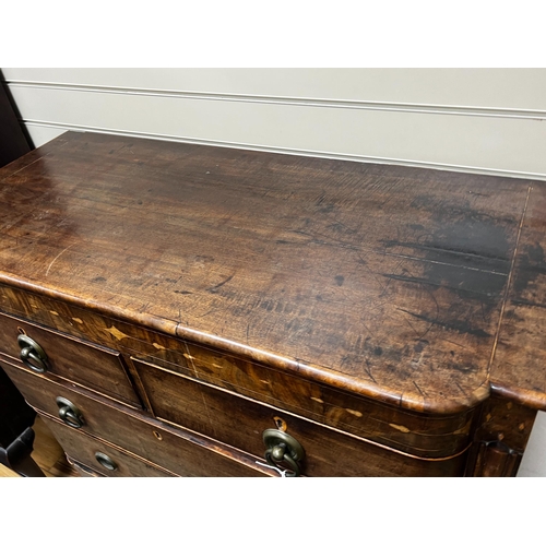 173 - A Regency inlaid mahogany bow front chest, width 108cm, depth 48cm, height 115cm