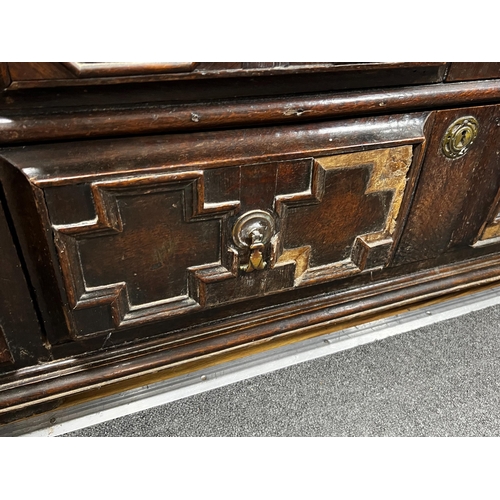 178 - A 17th century oak chest of drawers, length 111cm, depth 58cm, height 103cm