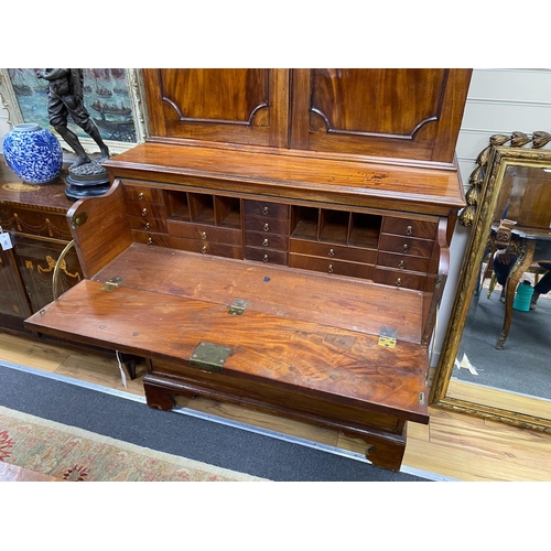 179 - A George III mahogany secretaire cabinet, width 108cm, depth 56cm, height 213cm