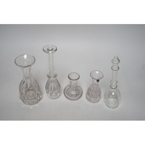 261 - Three 19th century glass measures and two toddy lifts (5), tallest 19cms high,