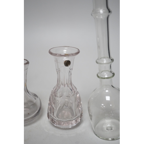 261 - Three 19th century glass measures and two toddy lifts (5), tallest 19cms high,