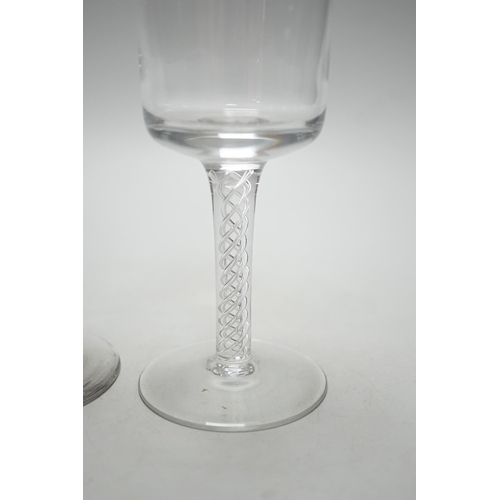 268 - Two airtwist stem glasses, one in Jacobite style (2), tallest 16cms high