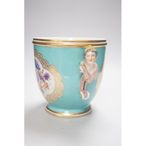 287 - A Dresden two handled cache pot, by Helena Wolfsohn , 19cm