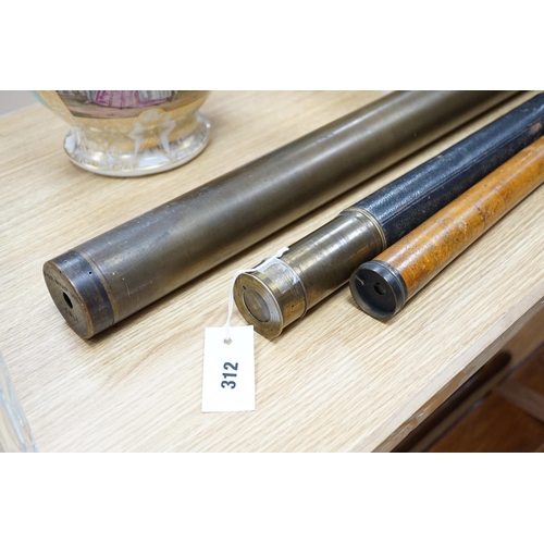 296 - Three telescopes including a Ross, London No. 51257, largest 67.5cm