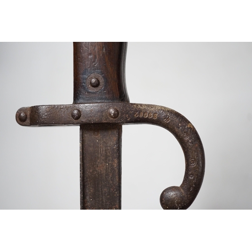 297 - A 19th century French bayonet, dated 1878, 64cms long