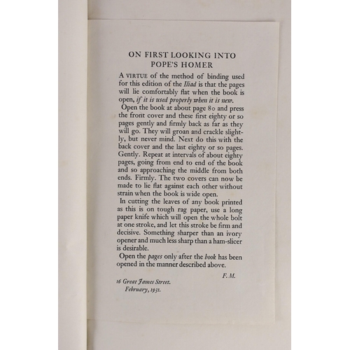 300 - ° ° Nonesuch Press - Homer - The Iliad, translated by Alexander Pope, one of 1450, 8vo, original tan... 