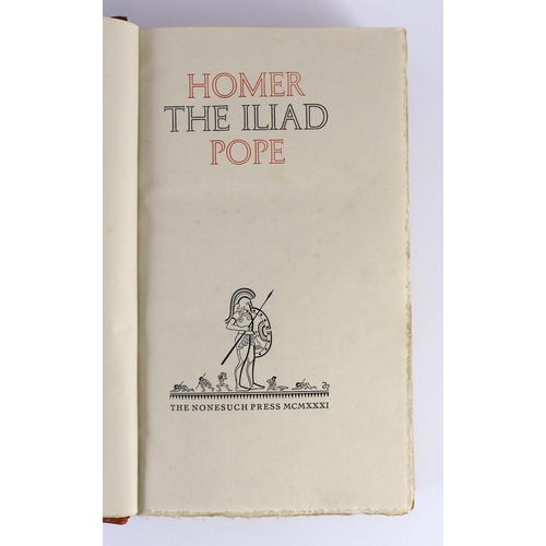 300 - ° ° Nonesuch Press - Homer - The Iliad, translated by Alexander Pope, one of 1450, 8vo, original tan... 