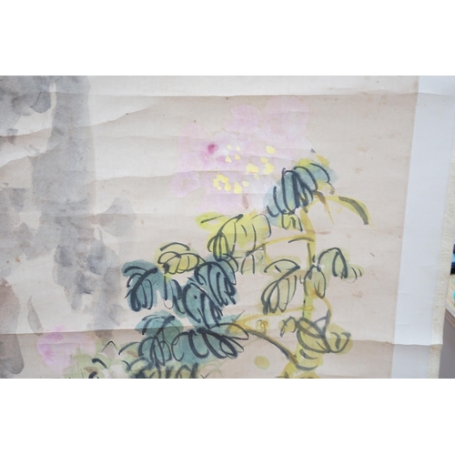 321 - Ho Kok Hoe, watercolour scroll, The Flower Study, 1952,