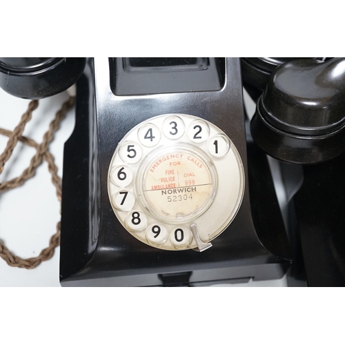 333 - Two black Bakelite telephones with drawers