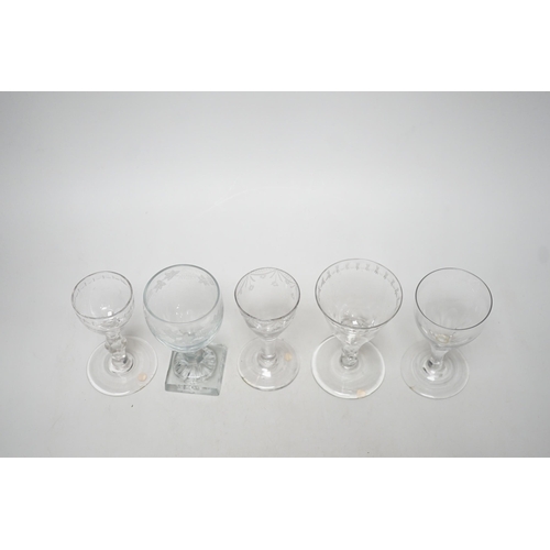 357 - Five Georgian drinking glasses, tallest 12.5cm