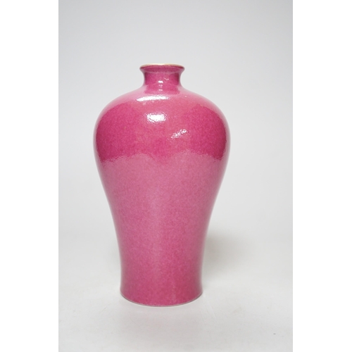 360 - A Chinese ruby glazed meiping, 17cm