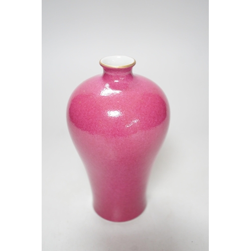 360 - A Chinese ruby glazed meiping, 17cm