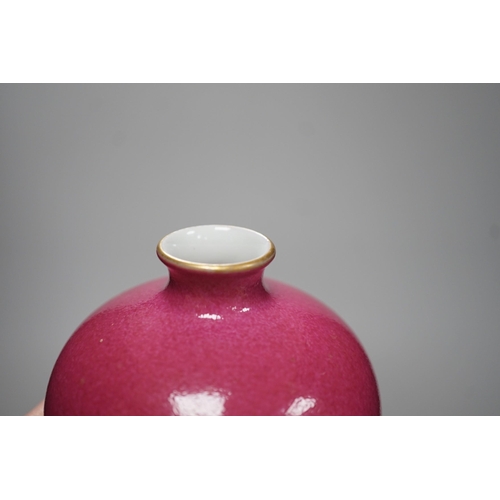 360 - A Chinese ruby glazed meiping, 17cm