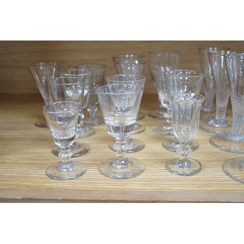 363 - A collection of various glasses, 18th century and later. Tallest 13.5cm