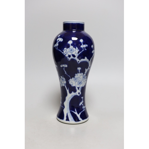 384 - A Chinese blue and white prunus vase, early 20th century, 27cms high