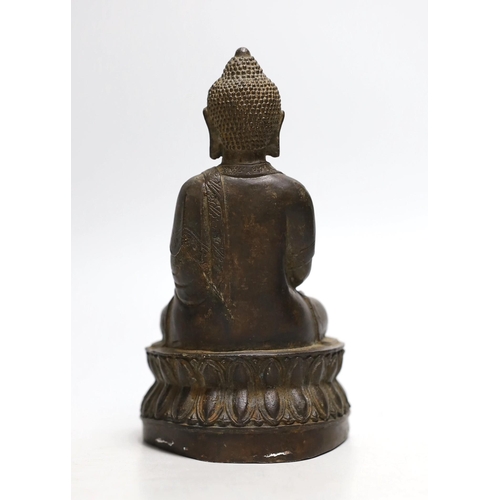 398 - A bronze seated figure of Buddha, 19cms high