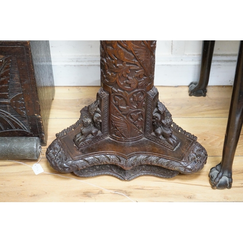 416 - A late 19th century Burmese carved bamboo and wood stand, 84.5 cm high