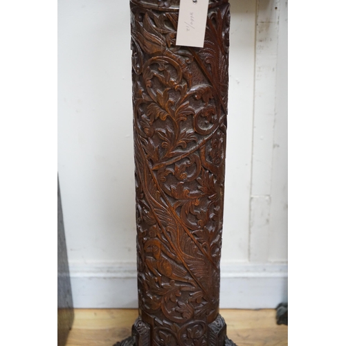 416 - A late 19th century Burmese carved bamboo and wood stand, 84.5 cm high