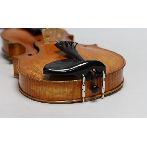 425 - A cased violin, sound post loose