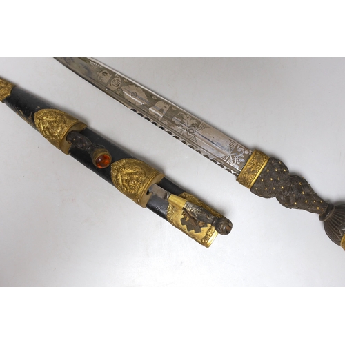 433 - A Victorian Scottish dirk, Cairngorm lacking, 48cms long