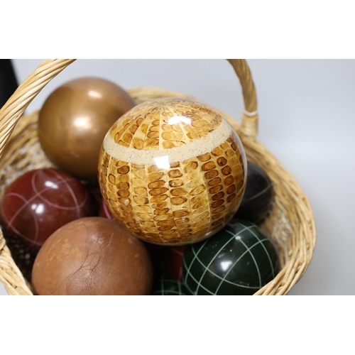 436 - A basket of decorative varying sized balls