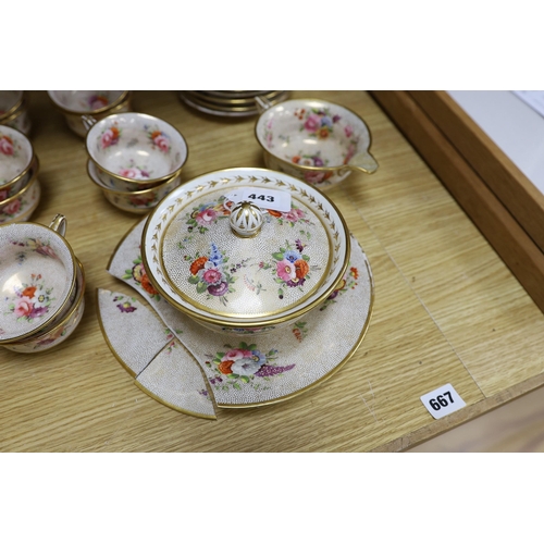 443 - A Coalport  Improved feltspar porcelain part tea and coffee service, c.1825