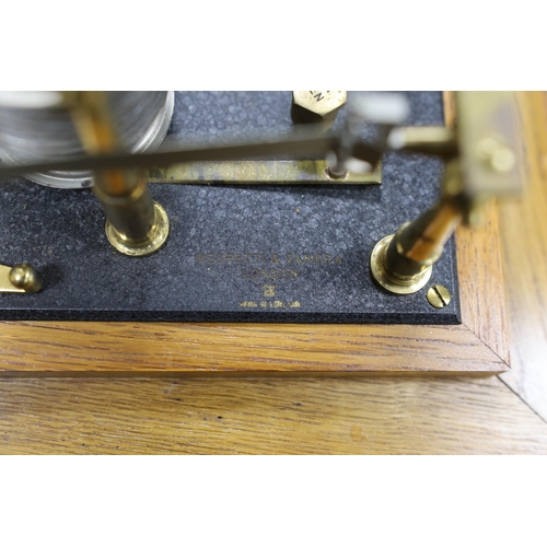 447 - A Negretti & Zambra oak cased barograph, 34cm wide