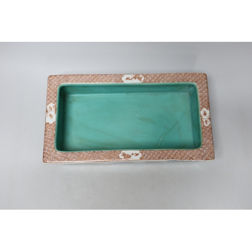 456 - A Chinese famille rose 'immortals' rectangular jardiniere, 29cm