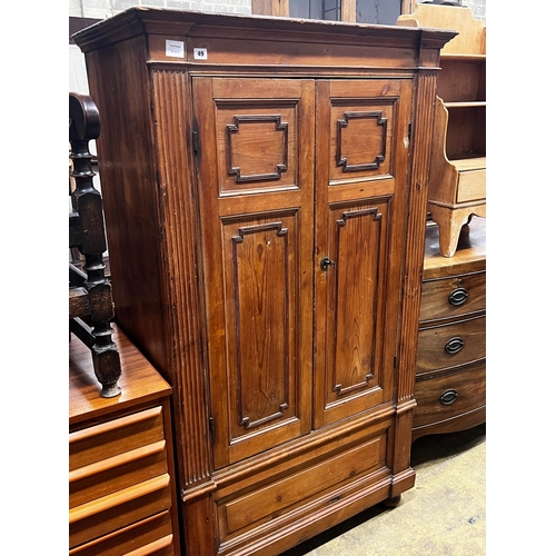 49 - A small 19th century French pine armoire, width 94cm, depth 54cm, height 164cm