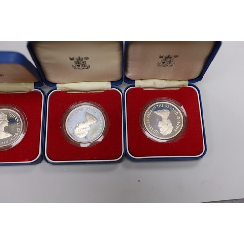 517 - Eight Royal Mint QEII Commonwealth proof silver commemorative coins