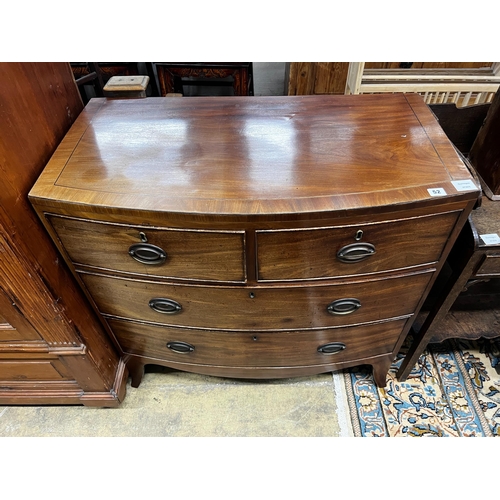 52 - A Regency mahogany four drawer bowfront chest, width 91cm, depth 48cm, height 90cm