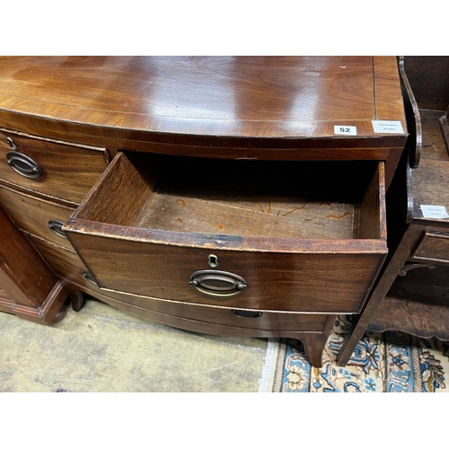 52 - A Regency mahogany four drawer bowfront chest, width 91cm, depth 48cm, height 90cm