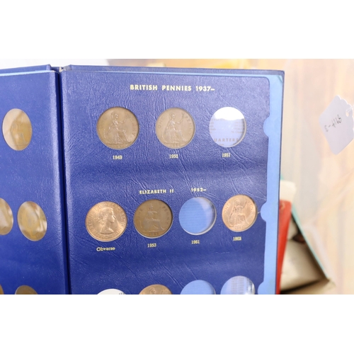 525 - A box of UK and World coins including George V and George VI florins, shillings etc